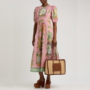 Alemais Monte Printed Flax Midi Dress